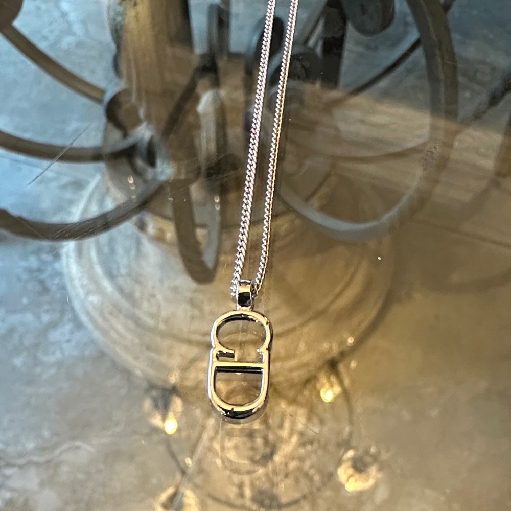 $340 Christian Dior Silver Pendant Necklace Authentic